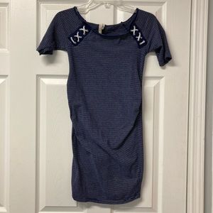 Navy blue maternity dress made by feathers size small